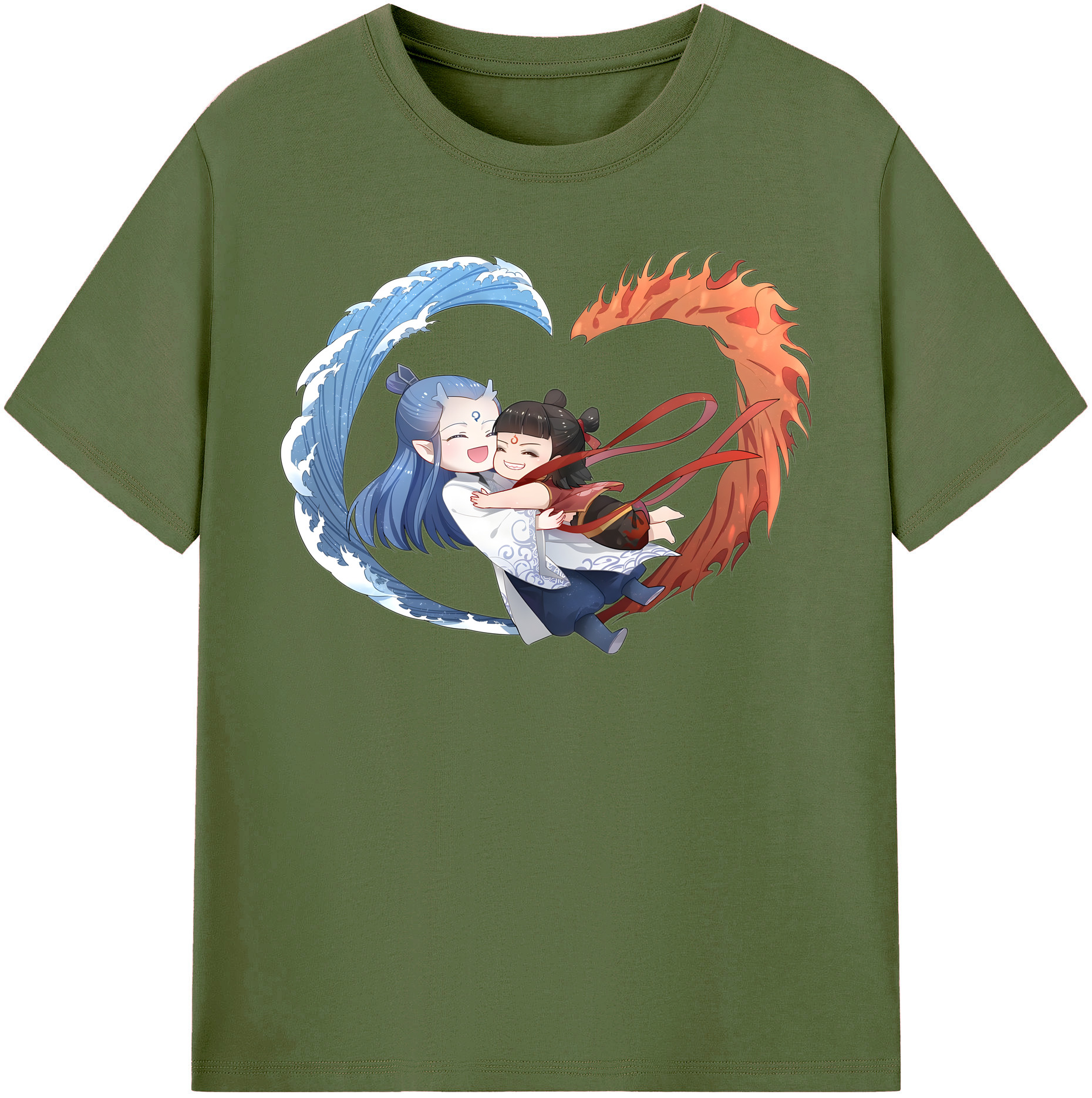（画像用） Ne Zha 2 ナタ 魔童の大暴れ 綿100％半袖Tシャツ（フロントプリント）